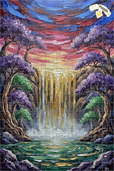 Teona Ahşap لغز خشبي بتصميم شلال سحري بمظهر لوحة زيتية، لغز خشبي بإطار مزدوج ...