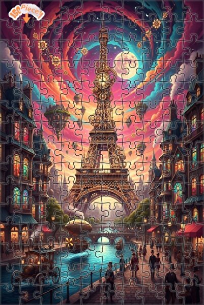 Teona Ahşap لغز خشبي بإطار مزدوج الطبقات بمظهر لوحة زيتية على طراز برج إيفل س...