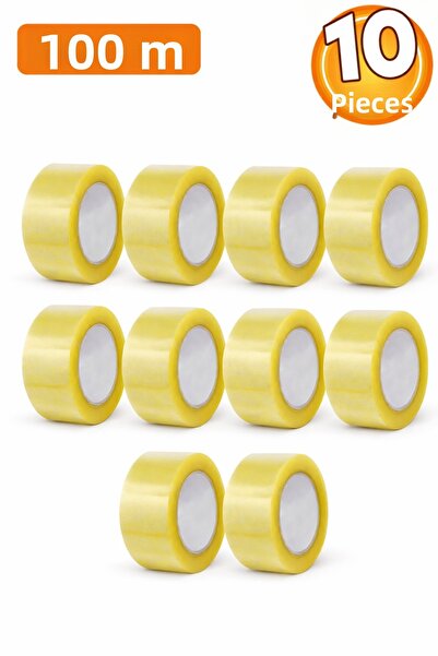 Badem10 Bandă adezivă transparentă de 45 mm x 100 m - adeziv puternic, ne-spă...