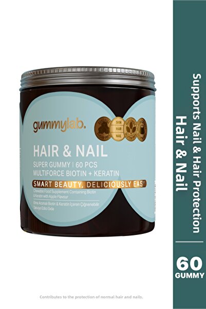 Gummy Lab مكمل غذائي متعدد الفوائد للشعر والأظافر بالبيوتين والكيراتين 60 قطعة