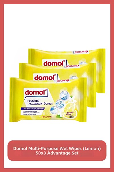 DOMOL Wet Cleaning Cloth Multi-Purpose (Lemon) 50X3 Advantage Set