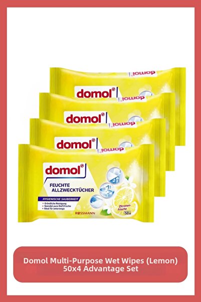 DOMOL Wet Cleaning Cloth Multi-Purpose (Lemon) 50X4 Advantage Set