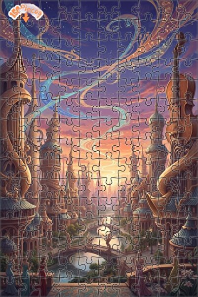 Teona Ahşap لغز خشبي بتصميم مدينة الموسيقى والمناظر الطبيعية الرائعة بالألوان...