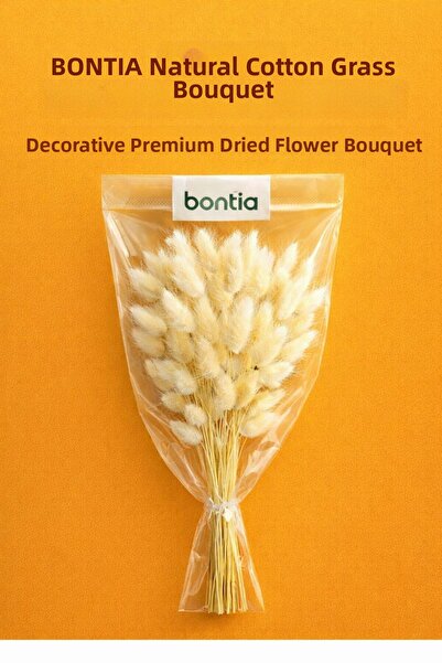 Bontia Natural Cotton Grass Bunch – Decorative Dried Flower, Long-Lasting Pre...