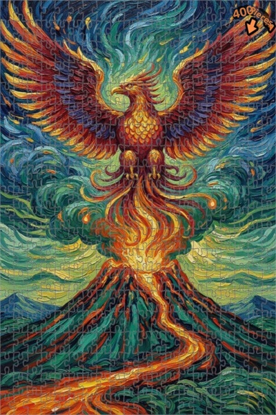 Teona Ahşap لغز خشبي مزدوج الطبقات بإطار زيتوني بتصميم فينيكس يرتفع من رماد ا...