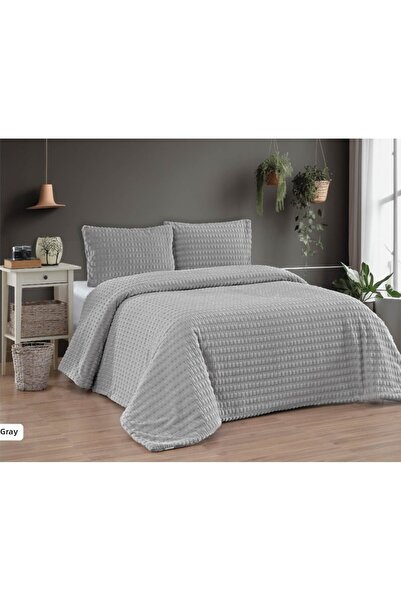 Bella Home Σετ Παπλώματος Velora Nova Διπλό - 3 Τεμάχια - Γκρι με Αυθεντική Τ...