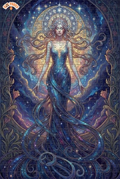 Teona Ahşap Queen of the Stars Oil Painting Look Art Double-Deck Framed Woode...