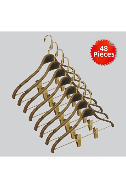 NYN Wooden Nickel Hooked Clothes Hanger with Latch for Blouse and Skirt, Colo...