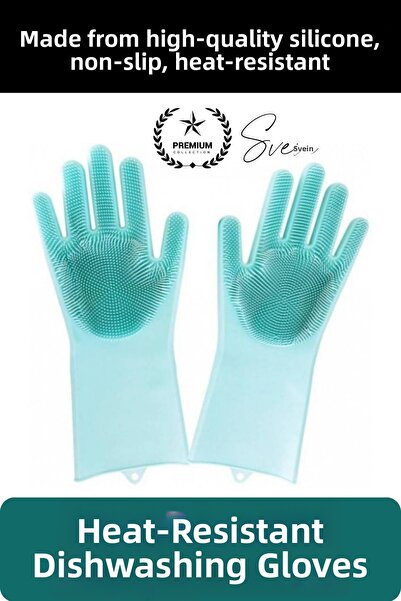 Svein # Dishwashing Gloves Heat Resistant Comfortable Sturdy Silicone Dishwas...