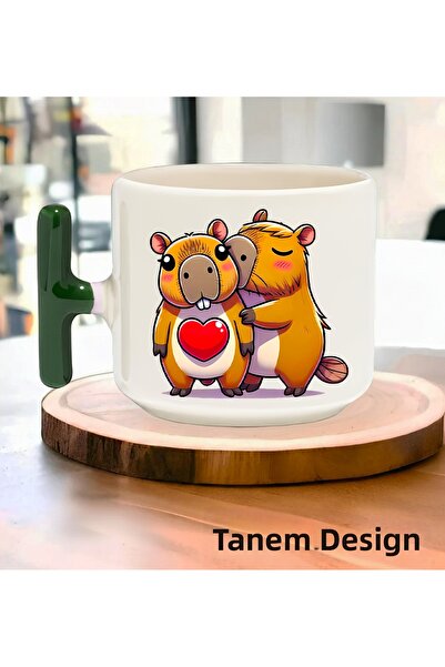 Tanem Tasarım Cup of Coffee Tea Cup Gift for Valentine's Day 017 - t Handle Mug