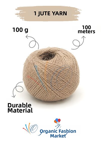 Organizasyon Pazarı 100 Meters of Durable Natural Jute Twine – 100 Gr Straw T...