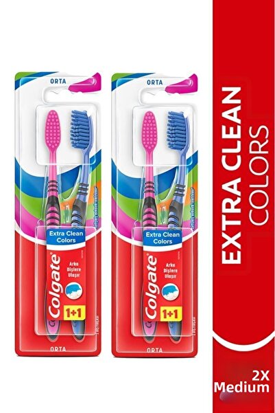 Colgate فرشاة أسنان متوسطة الألوان مع منظف اللسان النظيف للأسنان الخلفية 1+1 ...