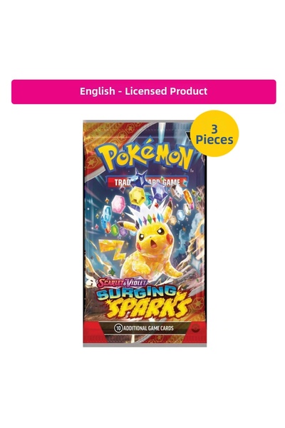 Pokemon TCG حزمة تعزيز سيرجينج سباركس المرخصة × 3 قطع