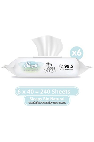 Sleepy منشفة بيو ناتشورال للعناية بالأطفال حديثي الولادة مقاس 6 × 40 (240 ورقة)