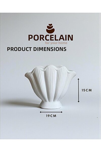 Porselian Vază decorativă din beton cu suport în formă de scoică 19x15 cm