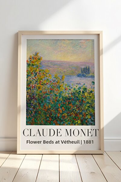 Opak Design Claude Monet Κρεβάτια λουλουδιών στο Vetheuil Vintage ζωγραφική τ...