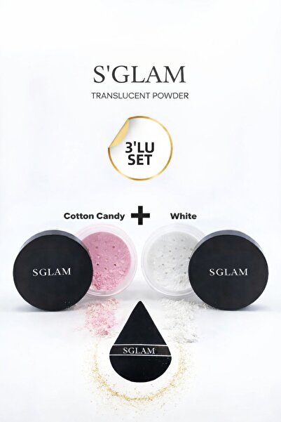 S'GLAM Powder Set and Powder Sponge (Pink-White)