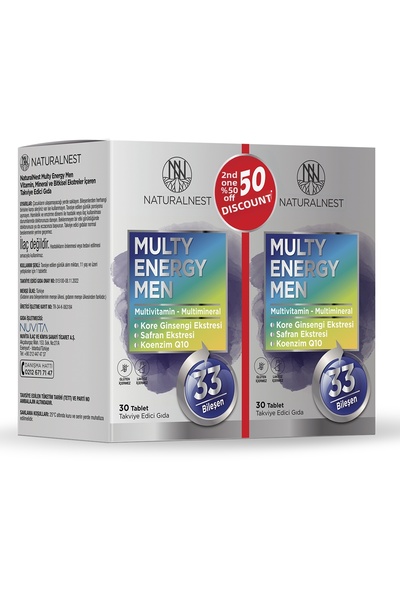 Naturalnest ALANA 2.SI 50% متعدد الفيتامينات للرجال 30 قرصًا