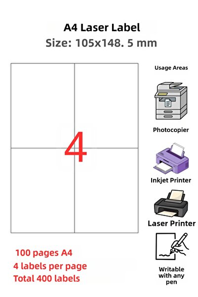 COLORPAK Αυτοκόλλητη ετικέτα λέιζερ Α4 105*148,5 χιλιοστά (για λέιζερ-inkjet)...