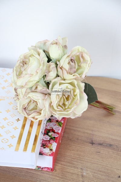 Yapay Çiçek Deposu Artificial Lux 10Pcs Dry Model Rose Bouquet with Buds 30 c...