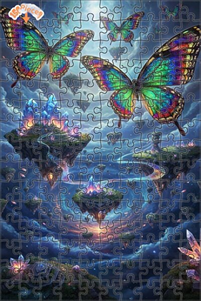 Teona Ahşap لغز خشبي رائع من طبقتين بتصميم فراشة جزر الكريستال، 150 قطعة، مقا...