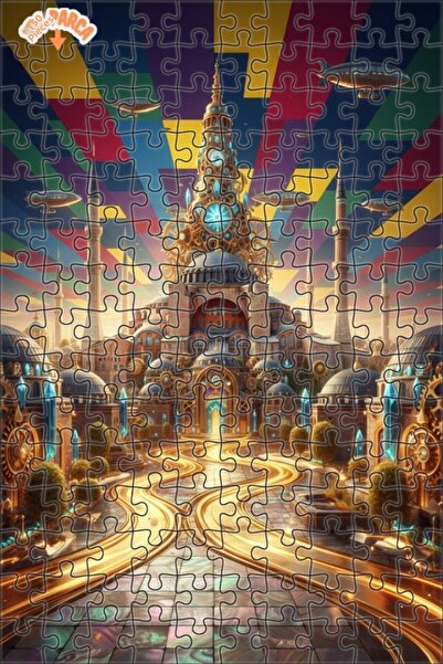 Teona Ahşap لغز خشبي ذو طبقتين بتصميم ستيمبانك إسطنبول تيلد ستوري، طباعة رقمي...