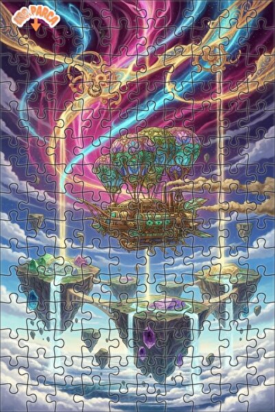 Teona Ahşap لغز فني على شكل سفينة السماء الغامضة بمظهر الألوان المائية 150 قط...