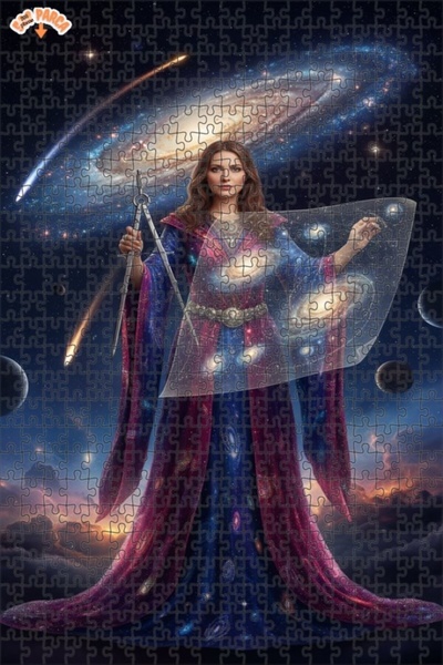 Teona Ahşap لغز خشبي مؤطر مكون من طبقتين بتصميم المرأة في الكون ومشاهد المجرا...