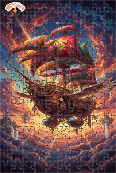 Teona Ahşap لغز خشبي بإطار مزدوج الطبقات بتصميم فني ستيمبانك للسفينة الطائرة ...