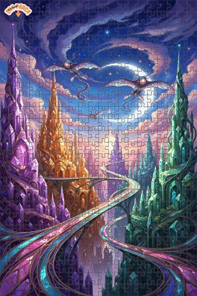 Teona Ahşap لغز المدينة الكريستالية - لوحة زيتية ذات طابقين بإطار خشبي - 500 ...