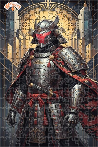 Teona Ahşap لوحة زيتية لمحارب الساموراي على طراز الآرت ديكو، ألغاز خشبية مؤطر...