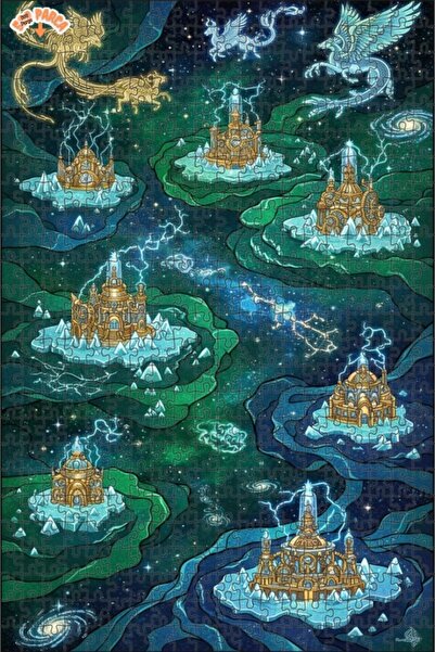 Teona Ahşap ألغاز خشبية مذهلة ذات طابقين بإطار خشبي لأشكال المخلوقات الأسطوري...