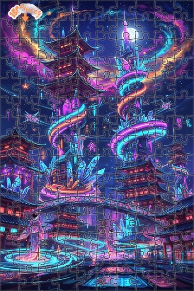 Teona Ahşap لغز خشبي مؤطر بطبقتين من نيون شاتو فانتاستيك ديجيتال آرت، 150 قطع...