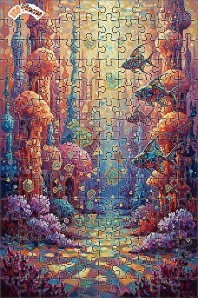 Teona Ahşap لغز خشبي رائع على شكل مدينة تحت البحر مع رؤية لمنظر المدينة تحت ا...