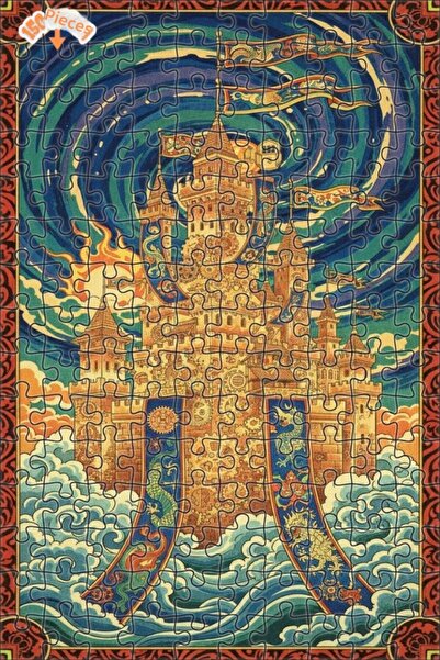 Teona Ahşap لغز خشبي على شكل قلعة التنين الميكانيكية، مزين برسومات زيتية، ذو ...