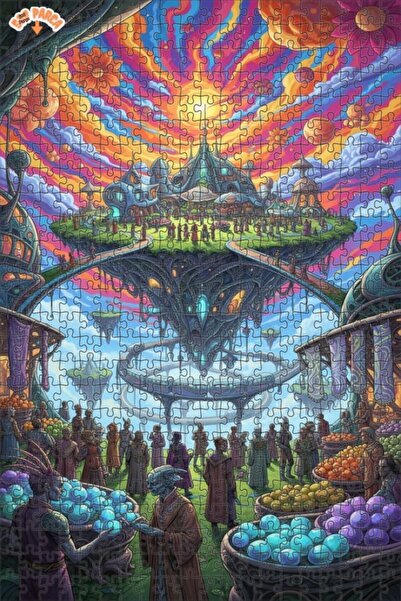 Teona Ahşap لغز خشبي رائع بإطار ذو طابقين بمظهر لوحة زيتية لسوق فضائي 500 قطع...