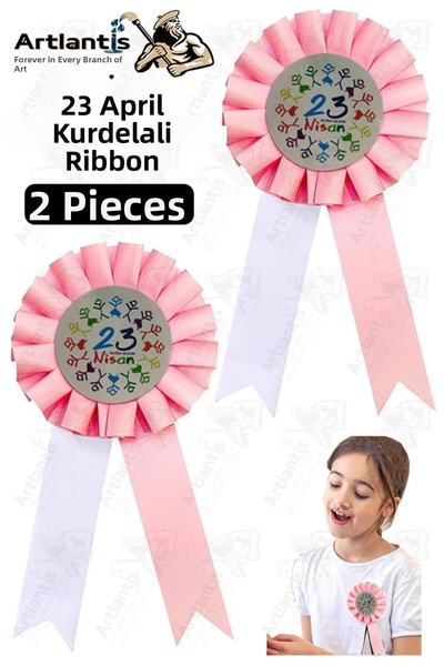 Artlantis Insignă cu panglică de 23 aprilie 2 bucăți Insignă roz și albă pent...