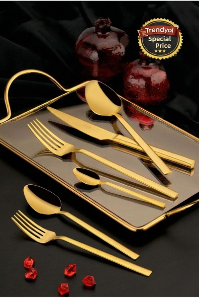 ÖZLİFE طقم سكاكين وشوكة وملعقة من التيتانيوم مكون من 36 قطعة