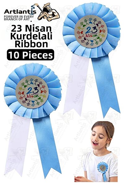 Artlantis 23 aprilie Insignă cu panglică 10 bucăți Insignă albastră și albă p...