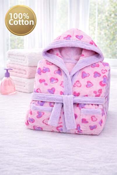 İQON رداء حمام للأطفال مصنوع من القطن بنسبة 100% بغطاء رأس - لون وردي (1.5 - ...