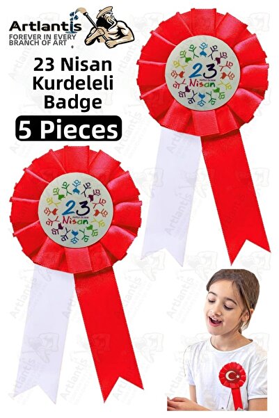 Artlantis 23 aprilie Insignă cu panglică 5 bucăți Insignă roșu-alb pentru gul...