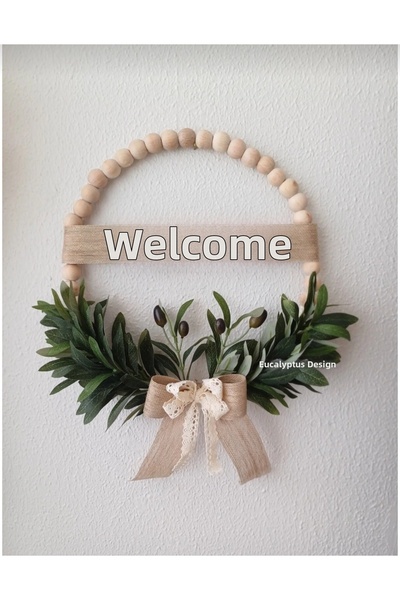 Okaliptus Tasarım Wooden Beaded Olive Branch Door Ornament Home Decor Gift