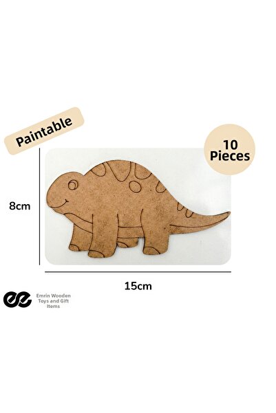 EMRİN AHŞAP OYUNCAK VE HEDİYELİK EŞYA Dinosaur Model 3 Wooden Painting Presch...