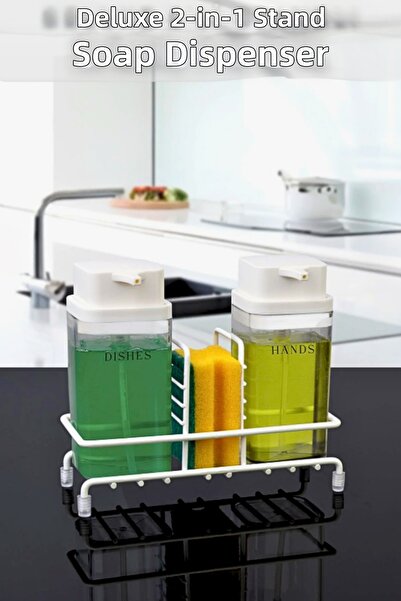 Penthouse Dozator de săpun lichid transparent, alb, cu suport pătrat de lux, ...