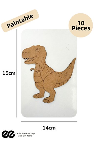EMRİN AHŞAP OYUNCAK VE HEDİYELİK EŞYA Dinosaur Model 5 Wooden Painting Presch...
