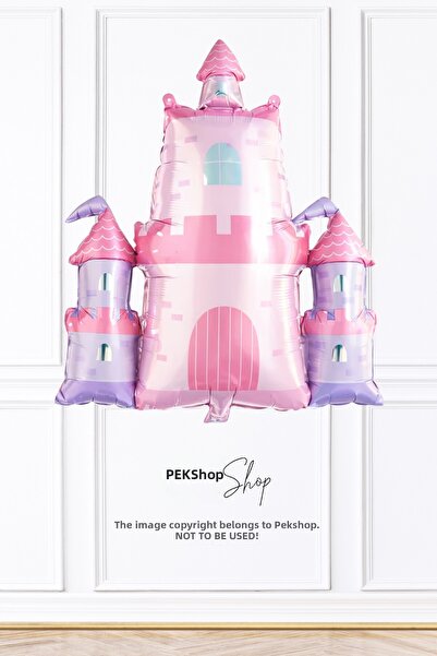PEKSHOP بالون فويلي على شكل قلعة وردية، بالون حفلات بتصميم قلعة الأميرة