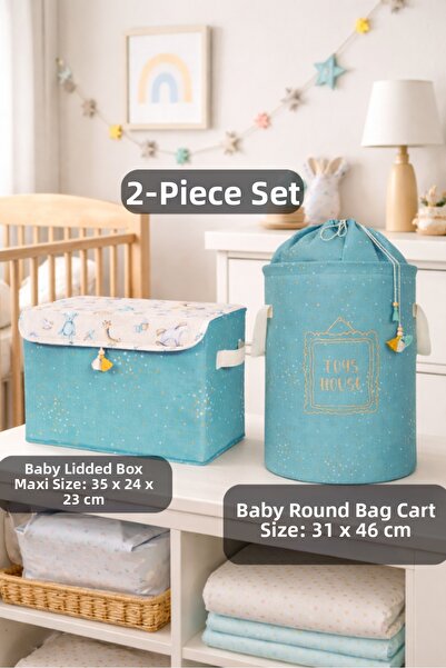 PONÇİK BEBEK Baby Kids Set, Bagged Basket Toy & Clothing Organizing Basket-Ma...