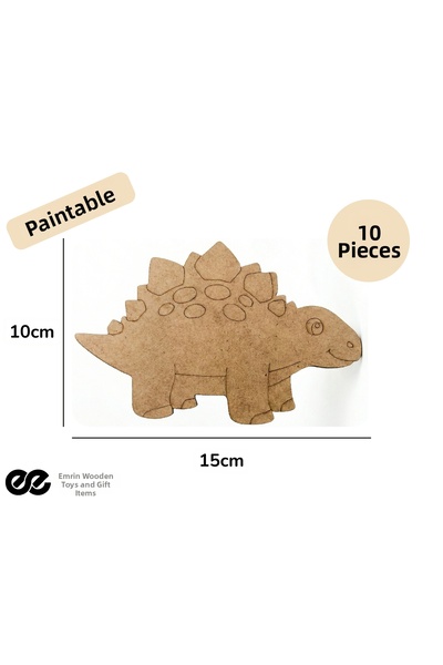 EMRİN AHŞAP OYUNCAK VE HEDİYELİK EŞYA Dinosaur Model 4 Wooden Painting Presch...