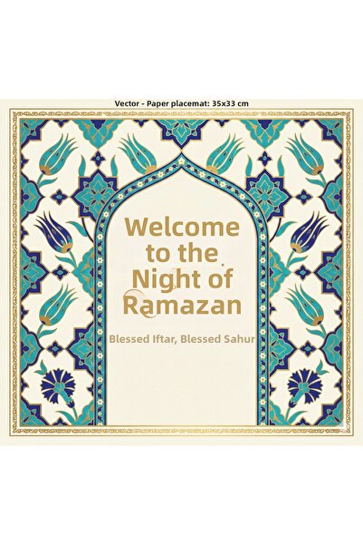 rprint Ramadan Themed American Service Set of 10 - Stylish Iftar Table Presen...