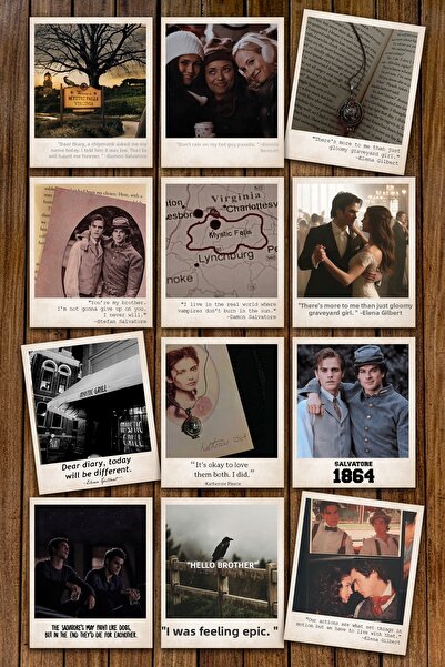 Pankart Evi The Vampire Diaries Themed 12-Piece Pola Card Set - Vampire Diaries